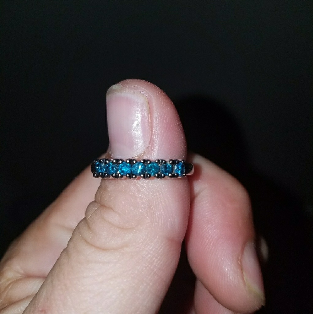 3/8 ct blue diamond ring, sterling silver